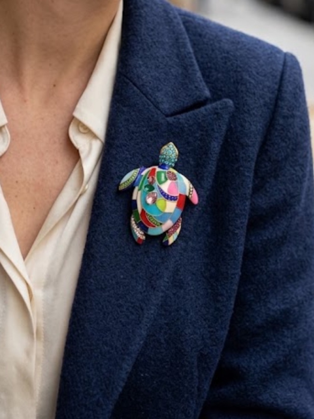 NWT Mosaic Turtle Brooch Pin Colorful Sea Turtle Coastal Beach Statesment